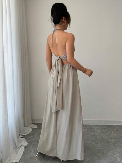 Rafferiza Váy chữ A hở lưng buộc dây hở lưng
