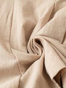 DreamSkyne Plus Size Solid Color Pleated Casual Shorts - Apricot - View 5