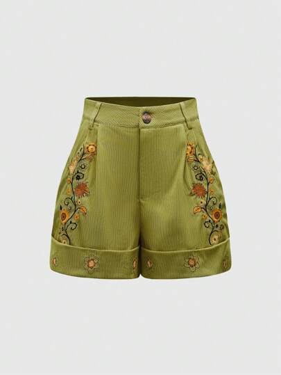 Hippie Bohemian Style Pleated Floral Pocket Women Shorts