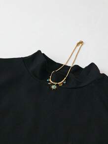 SHEIN Tall Bộ 2 áo vest dệt kim thanh lịch cỡ lớn và chân váy in họa tiết cho nữ, mùa xuân/hè - Nhiều màu - Xem 4