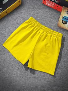 Manfinity Homme Men's Letter Print Drawstring Waist Pocket Casual Shorts - Yellow - View 2