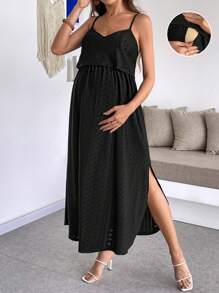 SHEIN Maternity Solid Color Simple Fashion Nursing Clothes, Suitable For Summer - Green - View 1