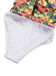 Surfspeed Men's Tropical Plant Print Drawstring Waist Beach Shorts - Multicolor - View 4