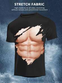 Gym Rark Men's Body Print Short Sleeve Casual Fitness & Workout T-Shirt Compression Shirt Men - Black - View 1