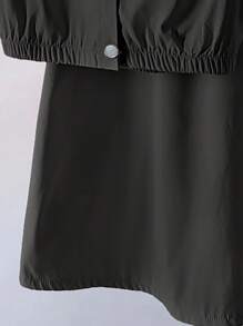Tween Girls Casual Streetwear Sleeveless Hooded Cropped Shirt And High Waist Solid Color Skirt Two Pieces Set