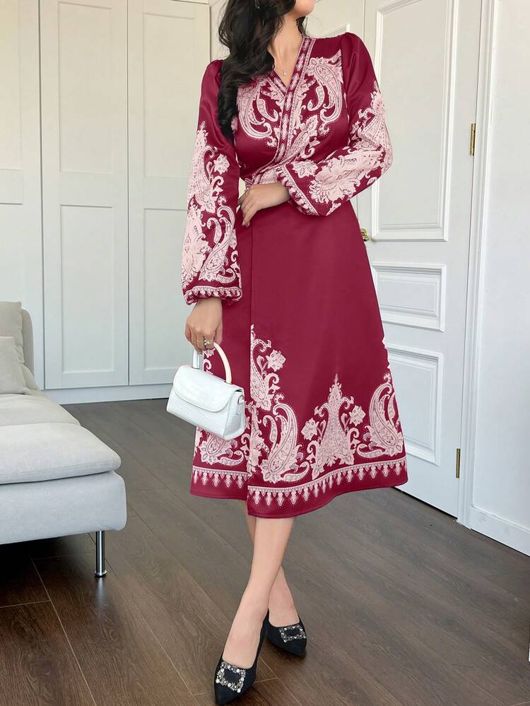 New Bohemian Style Elegant Women Dress, Spring/Fall Long Sleeve Dress Maxi Dress Boho Vacation Outfits Women