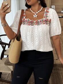 Weeklong Camiseta talla grande, escote cuadrado, minimalista y de moda, apta para el verano - Albaricoque - Ver 3
