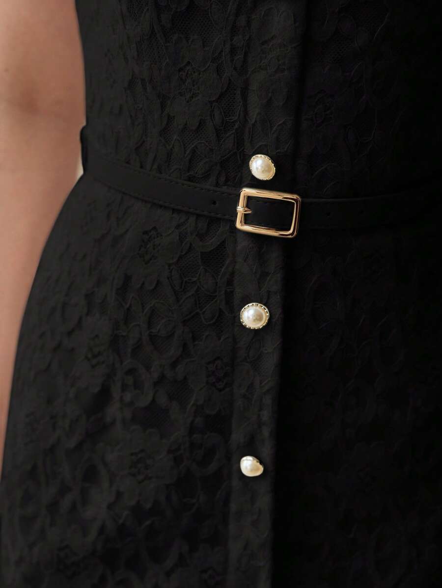 MOTF PREMIUM BELTED BUTTON UP DRESS - Black - View 2