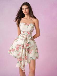 SHEIN MOD Váy buộc nơ in hoa thanh lịch, Mùa hè, Váy cưới, Váy hẹn hò, Váy dự tiệc, Váy mùa xuân, Váy sinh nhật nữ, Váy tốt nghiệp, Váy ăn trưa, Váy ngày lễ - Nhiều màu - Xem 1