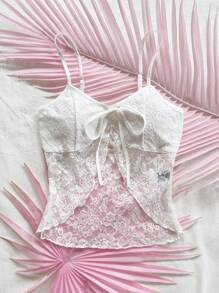 Soleia Áo hai dây buộc thời trang dành cho nữ mùa xuân - trắng - Xem 3