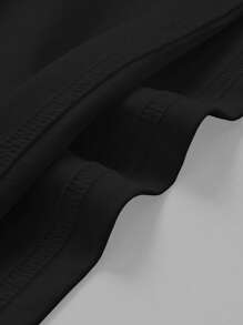 Manfinity VCAY Men's Casual Knitted Patchwork Woven Plaid Collared Short Sleeve Polo Shirt, Suitable For Everyday Wear - Black - View 5