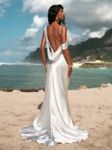 Opulessa 女士露背编织长裙，纯色