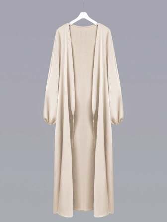 Al Najma Women's Elegant Solid Color Lantern Sleeve Arabic Abaya, Modest Robe