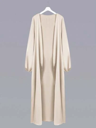 Al Najma Women's Elegant Solid Color Lantern Sleeve Arabic Abaya, Modest Robe