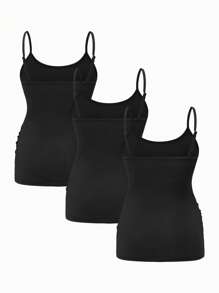 SHEIN Maternity Solid Color Casual Camisole, Versatile Spring Women's Clothing - Black - View 2