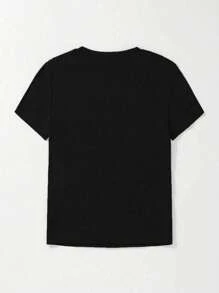 Calvaya Czarny wzór księżyca w modnym rozmiarze Plus Size T-shirt dla kobiet