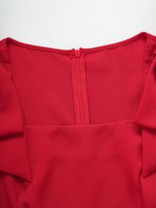 SHEIN Clasi 女士纯色方领泡泡袖优雅衬衫