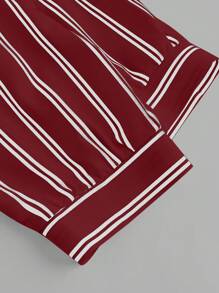 SHEIN Essnce 女士三件套：休闲轻便运动背心、性感健身紧身短裤和纽扣衬衫、女士户外/运动/旅行套装、女士两件套服装、夏季套装 - 酒紅色 - 查看 7