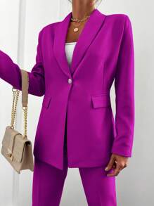 SHEIN Sjaalkraag Enkele knop Blazer & broek