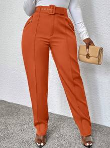 VaVaBold 女士秋季腰带休闲紧身裤 - 橘色 - 查看 6
