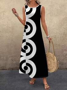 EMERY ROSE Women's Minimalist Fashion Summer Dress Chic Dress,Casual - Black and White - View 6