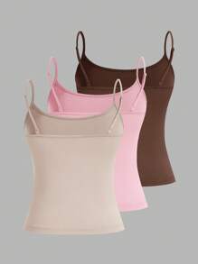 SHEIN EZwear 3 piezas Blusas sin mangas, cortas y sexys para mujer, aptas para el verano - Multicolor - Ver 2
