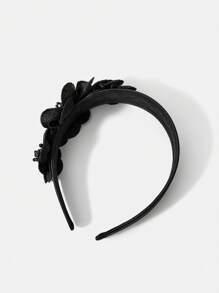 MOTF PREMIUM FLOWER PATCHED WIDE HEADBAND HAIRBAND HAIR HOOP - Black - View 8