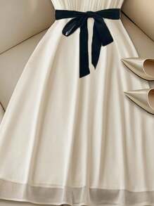 Franclia 女士优雅纯白色薄纱连衣裙