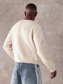 SUMWON Luxurious Ribbed Knit Button Down Cardigan Classic V-Neck Autumn Winter Layering Essential Cozy Office Business Casual Loungewear Preppy Style - Apricot - View 2