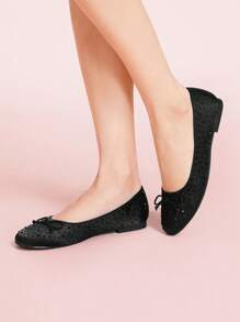 CUCCOO DOLLMOD Women's Casual Versatile Slip-On Flats With Bow Decor - Black - View 3