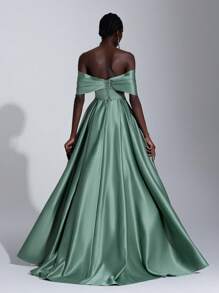 Elitara Váy Maxi trễ vai sang trọng thanh lịch, thích hợp cho đám cưới, tiệc độc thân, ngày lễ, sự kiện khiêu vũ (được tô điểm nhiều), trang trọng, váy dài, cho buổi tối, khách dự tiệc cưới - Màu xanh Bạc hà - Xem 3