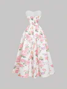 SHEIN MOD Váy ống in hoa lãng mạn cho nữ, đêm hẹn hò - Nhiều màu - Xem 2