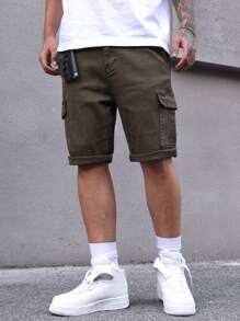 Manfinity Homme 男士休闲宽松工装口袋牛仔短裤