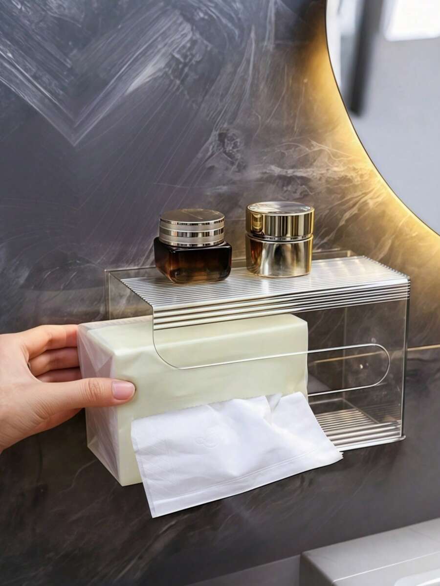 1 件壁挂式纸盒，多功能纸巾盒，适用于卫生间/厨房/客厅、家居用品、桌子、家居装饰、家居组织和存储、房间装饰、卧室房间装饰、厨房配件、厨房工具、厨房组织器、旅行、度假 - 無色 - 查看 1