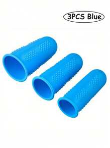 3 件硅胶手指保护套、手指保护套、热胶手指保护套、硅胶顶针、热胶手指保护套、指尖垫握把，适用于 DIY 金钱计数、整理、书写、分类任务、热胶和运动游戏（蓝色）