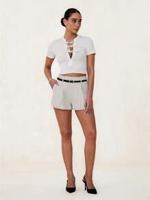 Glamine Short plissé avec ceinture pour femmes