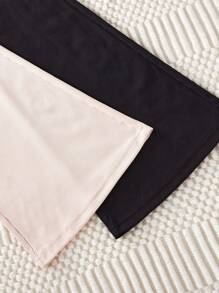 SHEIN 2pcs Women's Solid Color Front Drawstring Waist Soft Texture Rib Knit Lounge Pants - Multicolor - View 5