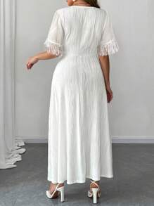 SHEIN Unity Women Plus Size Round Neck Short Sleeve Ruffle Sleeve ...