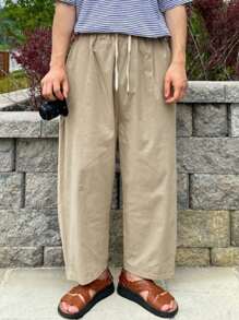 DAZY Men's Simple Solid Beige Trousers, Fashionable For Summer Business Attire - Apricot - View 6