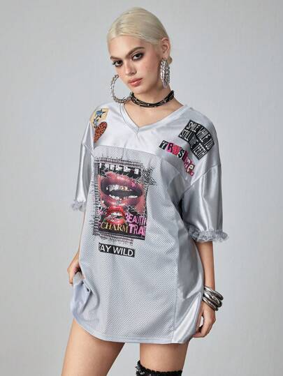 ROMWE Avant Women's V-Neck Short Sleeve T-Shirt, Simple & Fashionable, Suitable For Summer