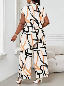 SHEIN Lady Four Seasons Two Pieces Outfits Women Outfit Sets Fall Two Pieces Sets Casual Elegant Women's Colorful Woven Stand Collar Elegant Layered Women Fall Sets New Women's Two Pieces Set Women's Casual Plus Size Co-Ords - Multicolor - View 2