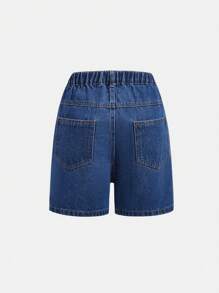 Juniors' Casual Distressed Denim Shorts, Fashionable Soft Stretch Fabric For Summer Vacation - Medium Wash - View 2