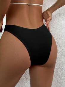 SHEIN Swim 3-Piece Set Women's Low Waist Fashion Simple Solid Color Floral Decor Bikini Swimwear For Vacation For Summer