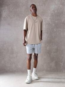 Sumwon Club New York Premium Oversized T-Shirt Urban Streetwear Classic Script Logo Casual Summer Fashion Statement Piece - Khaki - View 5
