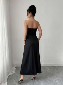 Elenzga 女士春夏优雅针织领披肩外套，黑白撞色，露肩镂空设计，A 字裙，适合约会、派对、婚礼、斋月、度假、音乐节