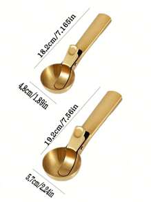 1pc Stainless Steel Ice Cream Scoop With Release Trigger Ice Cream Baller Melon Baller Digging Spoon DIY Ice Cream Sorbet Ball Spoon Dessert Tool Watermelon Spoon Fruit Carving Knife Ice Cream Scoop - Gold - View 8