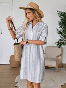EMERY ROSE Women Short Sleeve Simple Casual Mini Dress, Suitable For Summer