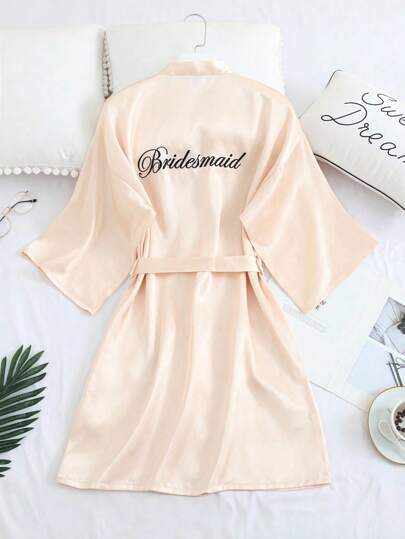 1PC Ladies Spring Summer Wedding Bridesmaid Pajamas Champagne Robe Bridal Loungewear Bride Dress Girls Party Embroidered Bathrobe Wedding Party Supplies Outdoor Wedding Vacation Party Items Spring Home Bathroom Decor