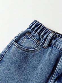 Jeans vaqueros de uso diario de cintura alta, pierna recta, estilo casualizado y vintage, con estampado lindo, para niñas preadolescentes