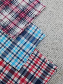 RueChic Cotton Women 3 Packs Multicolour Contrast Colour Ribbon Detail Plaid Pattern Homewear Lounge Bottoms Set - Multicolor - View 5